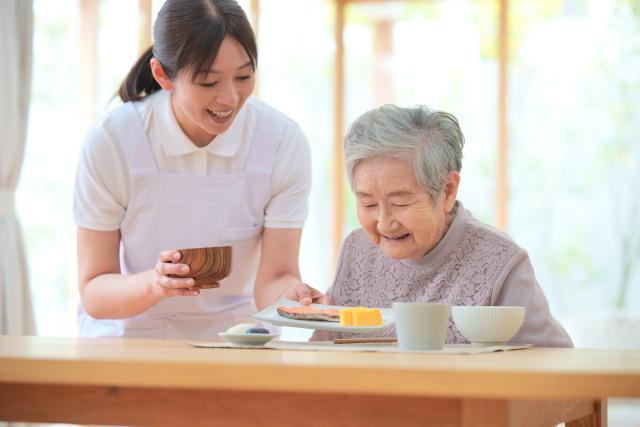 介護士と高齢者